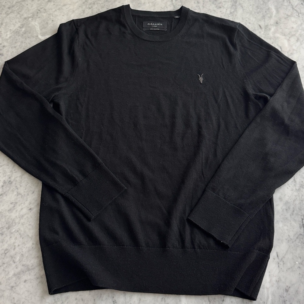 All Saints - Black Merino Crewneck Sweater